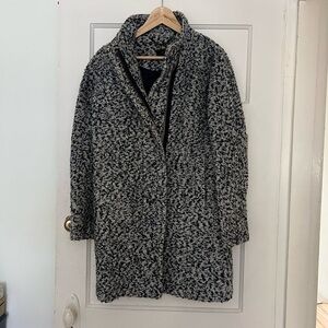 Women's Blue and White boucle j crew cocoon Coat